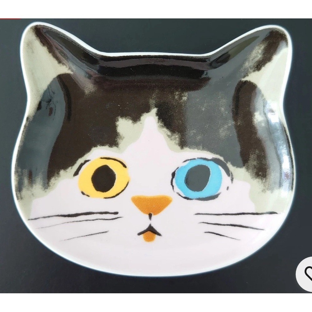 Cat Face Trinket‎ Dish / Tea Bag Holder 9 x 8 x 1.5cms Black/ White New